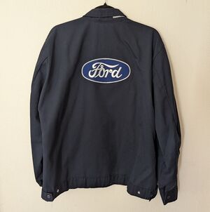 Vintage Ford Lightweight Engineer Mechanic Work Jacket Size Large Navy Blue